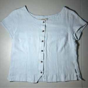 Royal Robbins Woven Boat Neck Short Sleeve Travel Blouse - Large, Light Blue